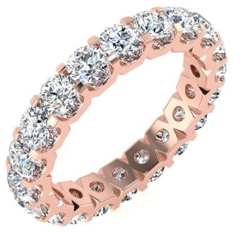 3 Carat Round Lab Grown Diamond Eternity Ring In 14 Karat Rose Gold, Ring Size 5