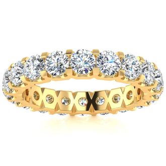 3 Carat Round Lab Grown Diamond Eternity Ring In 14 Karat Yellow Gold, Ring Size 7.5