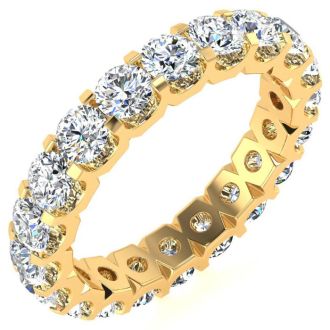3 Carat Round Lab Grown Diamond Eternity Ring In 14 Karat Yellow Gold, Ring Size 7.5