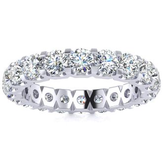 3 Carat Round Lab Grown Diamond Eternity Ring In Platinum, Ring Size 4