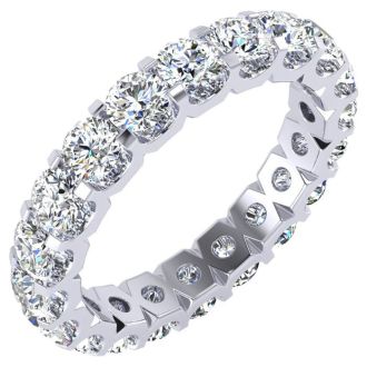 3 Carat Round Lab Grown Diamond Eternity Ring In Platinum, Ring Size 4
