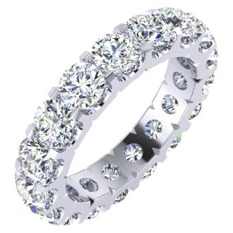 4 Carat Round Lab Grown Diamond Eternity Ring In 14 Karat White Gold, Ring Size 5