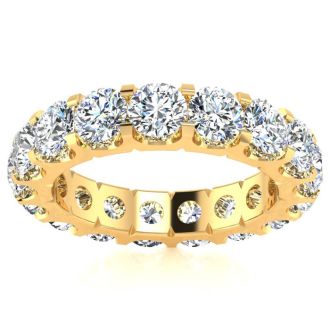 4 Carat Round Lab Grown Diamond Eternity Ring In 14 Karat Yellow Gold, Ring Size 5