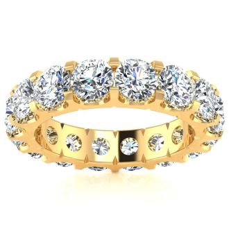 5 Carat Round Lab Grown Diamond Eternity Ring In 14 Karat Yellow Gold, Ring Size 5.5
