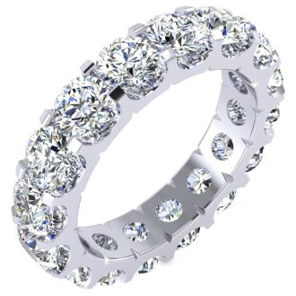5 Carat Round Lab Grown Diamond Eternity Ring In Platinum, Ring Size 8