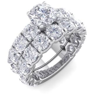 6 1/2 Carat Round Shape Diamond Bridal Set In 14 Karat White Gold