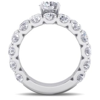 6 1/2 Carat Round Shape Diamond Bridal Set In 14 Karat White Gold