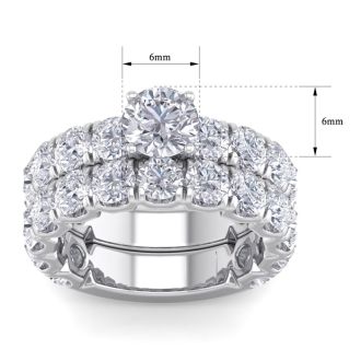 6 1/2 Carat Round Shape Diamond Bridal Set In 14 Karat White Gold