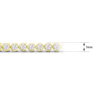 3 Carat Bezel Diamond Bracelet In 14K Yellow Gold, 7 Inches