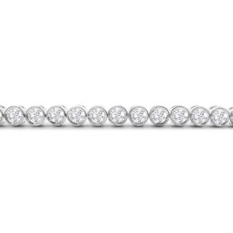 3 Carat Bezel Moissanite Bracelet In 14K White Gold, 7 Inches