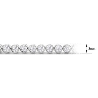 3 Carat Bezel Moissanite Bracelet In 14K White Gold, 7 Inches