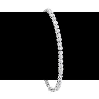 3 Carat Bezel Moissanite Bracelet In 14K White Gold, 7 Inches