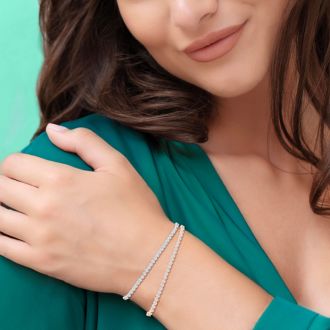 3 Carat Bezel Moissanite Bracelet In 14K White Gold, 7 Inches