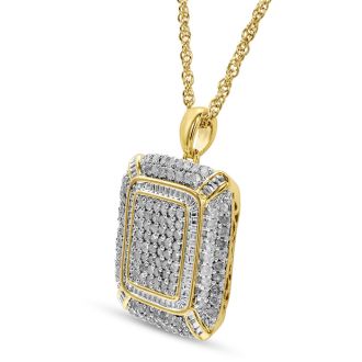 Huge 2 Carat Diamond Necklace, Natural Rose Cut Diamonds, 18 Inches, Yellow Gold Overlay