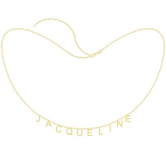 Big Girls Personalized Name Necklace, Choose White Gold Or Yellow Gold Overlay, 10 Letters. So Cute!

