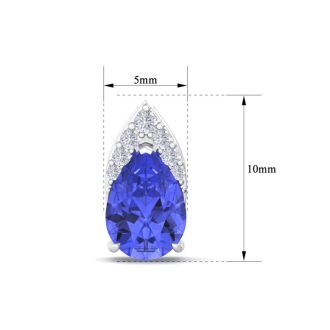 1 3/4 Carat Pear Shape Tanzanite and Diamond Earrings In 14 Karat White Gold