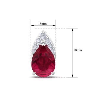 1 3/4 Carat Pear Shape Ruby and Diamond Earrings In 14 Karat White Gold