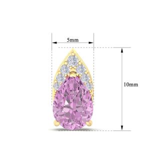 1 3/4 Carat Pear Shape Pink Topaz and Diamond Earrings In 14 Karat Yellow Gold