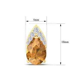 1 3/4 Carat Pear Shape Citrine and Diamond Earrings In 14 Karat Yellow Gold
