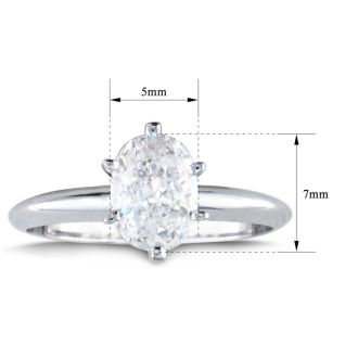 1 Carat Oval Shape Diamond Solitaire Ring In 1.4K White Gold™