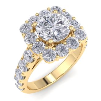 2 1/2 Carat Halo Diamond Engagement Ring In 14K Yellow Gold