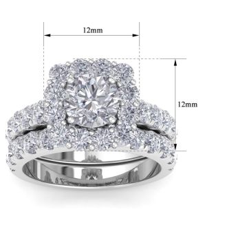 3 1/2 Carat Halo Lab Grown Diamond Bridal Set In 14K White Gold
