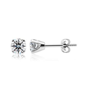 Lab Grown Diamond Earrings | 1 Carat Diamond Stud Earrings In 14 Karat White Gold (G-H Color, VS Clarity)