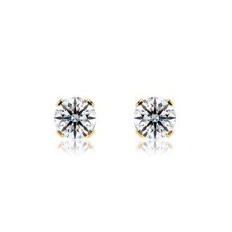 Lab Grown Diamond Earrings| 1 Carat Diamond Stud Earrings In 14 Karat Yellow Gold (H-I Color, SI1-SI2 Clarity)