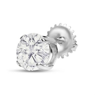 2 Carat Lab Grown Diamond Earrings In 14 Karat White Gold, Basket Setting