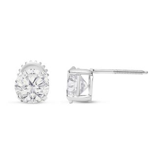 2 Carat Lab Grown Diamond Earrings In 14 Karat White Gold, Basket Setting