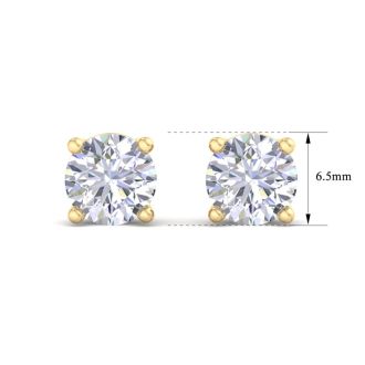 2 Carat Lab Grown Diamond Earrings In 14 Karat Yellow Gold, Basket Setting