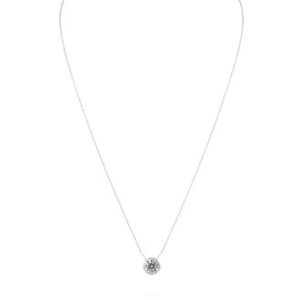 1 Carat Round Shape Lab Grown Diamond Solitaire Necklace In 14K White Gold