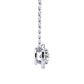 1 1/5ct Halo Lab Grown Diamond Necklace In 14K White Gold, 18 Inches.  Amazing Clarity. Totally Eye Clean VS2 Clarity.  First Time Offer!  Lowest Price Anywhere