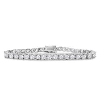 6 Carat Round Diamond Tennis Bracelet In Sterling Silver, 7 Inches