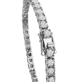 6 Carat Round Diamond Tennis Bracelet In Sterling Silver, 7 Inches