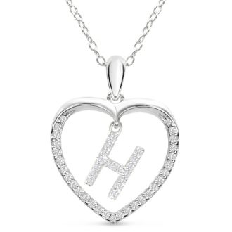 Diamond Initial Necklace; Initial Diamond Necklace In Sterling Silver