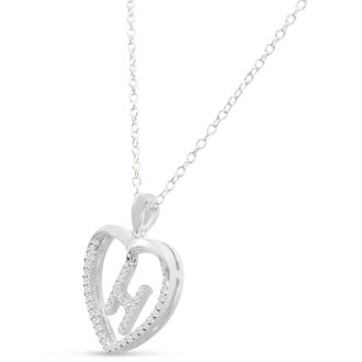 Diamond Initial Necklace; Initial Diamond Necklace In Sterling Silver