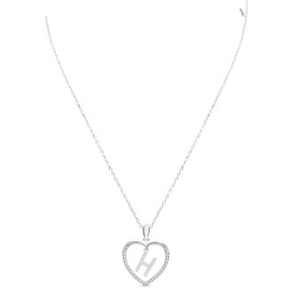 Diamond Initial Necklace; Initial Diamond Necklace In Sterling Silver