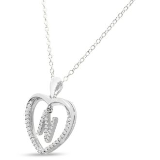Diamond Initial Necklace; Initial Diamond Necklace In Sterling Silver