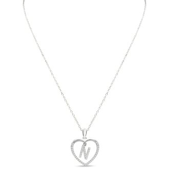Diamond Initial Necklace; Initial Diamond Necklace In Sterling Silver
