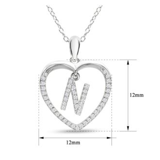 Diamond Initial Necklace; Initial Diamond Necklace In Sterling Silver