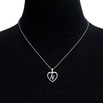 Diamond Initial Necklace; Initial Diamond Necklace In Sterling Silver