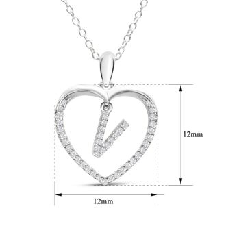 Diamond Initial Necklace; Initial Diamond Necklace In Sterling Silver