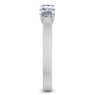 1/2 Carat Oval Diamond Band Ring In 14 Karat White Gold