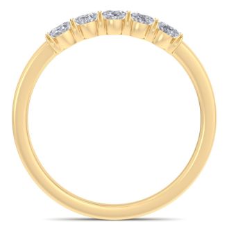 1/2 Carat Oval Diamond Band Ring In 14 Karat Yellow Gold