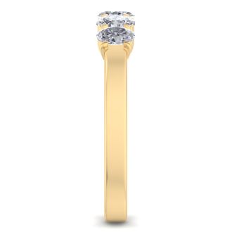 1/2 Carat Oval Diamond Band Ring In 14 Karat Yellow Gold