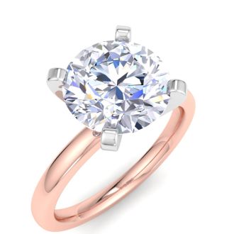 3 Carat Lab Grown Diamond Solitaire Engagement Ring In 14K Rose Gold
