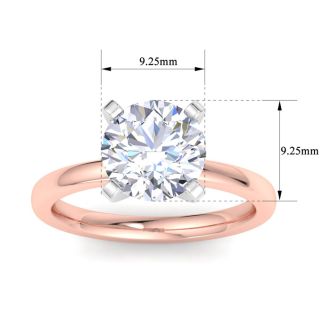 3 Carat Lab Grown Diamond Solitaire Engagement Ring In 14K Rose Gold
