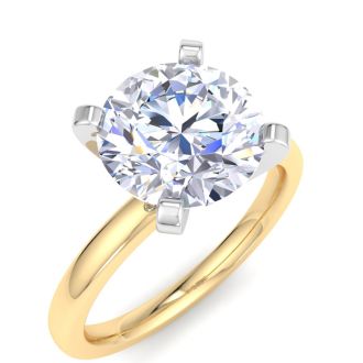 3 Carat Round Shape Lab Grown Diamond Ring In 14K Yellow Gold, Solitaire