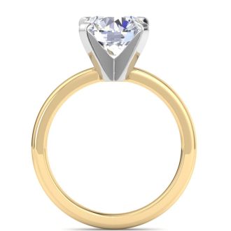 3 Carat Round Shape Lab Grown Diamond Ring In 14K Yellow Gold, Solitaire